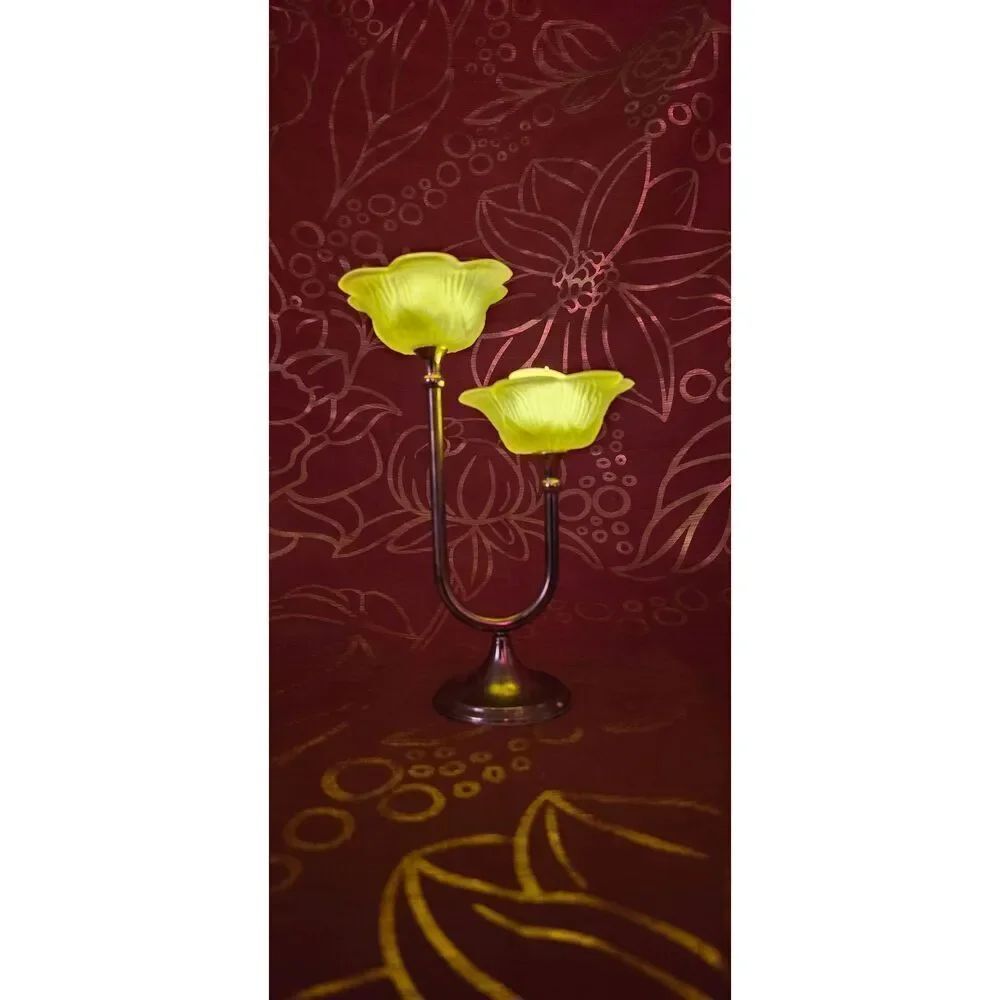 Petunia Floral Gold Taper Candle Holder